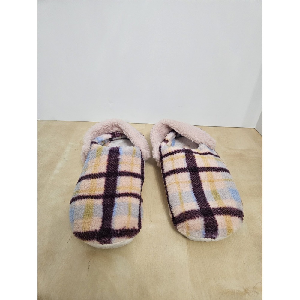 Crocs Classic Cozzzy Plaid Slipper Pink Caramel Check Fleece Mule Women's Size 8